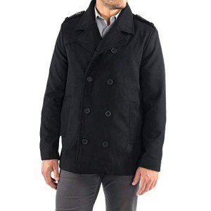 Men's Black Wool Pea Coat by Alpine Swiss