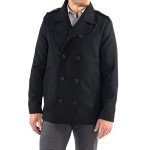 Men's Black Wool Pea Coat by Alpine Swiss