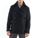 Men's Classic Black Wool Blend Pea Coat XL