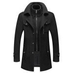 Men's Wool Blend Winter Trench Coat with Scarf