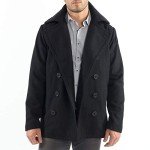 Men's Classic Black Wool Blend Pea Coat XL