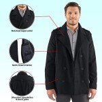 Men's Black Wool Pea Coat by Alpine Swiss