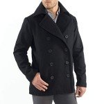 Men's Classic Black Wool Blend Pea Coat XL