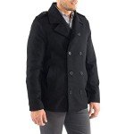 Men's Black Wool Pea Coat by Alpine Swiss