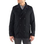 Men's Black Wool Pea Coat by Alpine Swiss