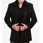 Men's Wool Blend Winter Trench Coat with Scarf