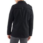 Men's Black Wool Pea Coat by Alpine Swiss