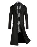 Men's Quilted Black Wool Blend Overcoat