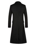 Men's Quilted Black Wool Blend Overcoat