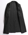 Men's Quilted Black Wool Blend Overcoat