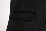 Men's Quilted Black Wool Blend Overcoat
