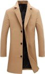 Men's Wool Blend Pea Coat in Khaki