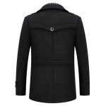 Men's Black Wool Blend Peacoat with Scarf