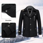 Men's Black Wool Blend Peacoat with Scarf