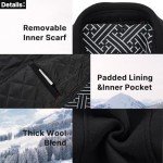 Men's Black Wool Blend Peacoat with Scarf