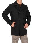 Bonnorth Men's Classic Wool Blend Pea Coat, Black