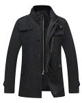 Wantdo Men's Black Wool Pea Coat Jacket - XX-Large