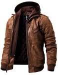 Men's Brown Suede Leather Jacket with Hood