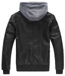 Wantdo Men's Hooded Leather Motorcycle Jacket - Black
