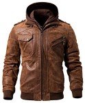 Men's Brown Suede Leather Jacket with Hood