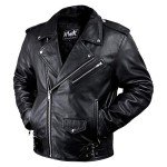 Men's Black Leather Motorcycle Jacket with Armor