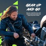 Men's Black Leather Motorcycle Jacket with Armor