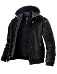 Wantdo Men's Big & Tall Black Leather Jacket