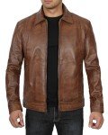 Choco Brown Lambskin Leather Jacket for Men