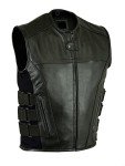 Men's Adjustable Sleeveless Tactical Leather Vest