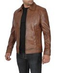 Choco Brown Lambskin Leather Jacket for Men