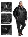 Wantdo Men's Big & Tall Black Leather Jacket