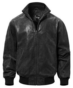Men's Black Real Leather Casual Bomber Jacket