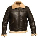 Men's Brown Shearling Leather Aviator Bomber Jacket
