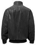 Men's Black Real Leather Casual Bomber Jacket