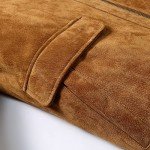 Men's Brown Suede Leather Jacket with Removable Collar