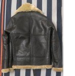 Men's Brown Shearling Leather Aviator Bomber Jacket