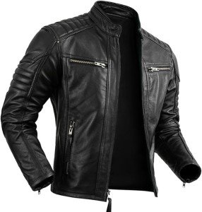Men's Vintage Black Lambskin Biker Jacket