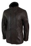 Men's 3/4 Leather Safari Jacket with Zip
