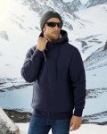 Navy Blue Sherpa Lined Zip-Up Hoodie for Men