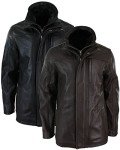 Men's 3/4 Leather Safari Jacket with Zip