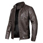 WULFUL Men's Vintage Brown Leather Motorcycle Jacket