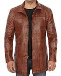 Brown Lambskin Leather Jacket for Men, XL