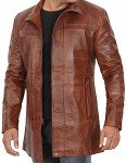 Brown Lambskin Leather Jacket for Men, XL