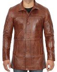 Brown Lambskin Leather Jacket for Men, XL