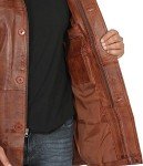 Brown Lambskin Leather Jacket for Men, XL