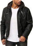Men’s Genuine Leather Motorcycle Jacket with Hood