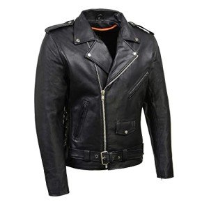 Men's Black Cowhide Leather Motorcycle Jacket - XXX-Large