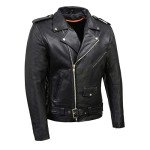 Men's Black Cowhide Leather Motorcycle Jacket - XXX-Large