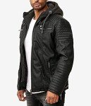 Men’s Genuine Leather Motorcycle Jacket with Hood