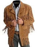 Men's Brown Cowboy Leather Jacket with Fringe